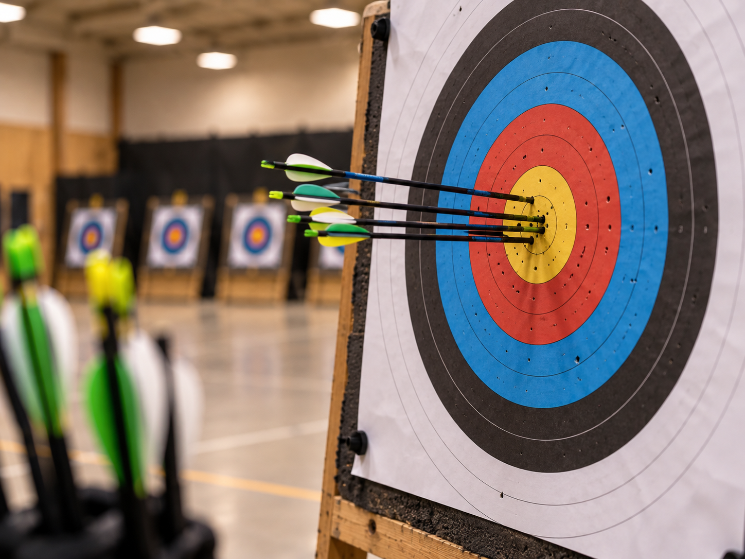 An 80cm archery target face used for scoring practice.